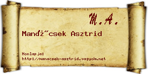 Manácsek Asztrid névjegykártya